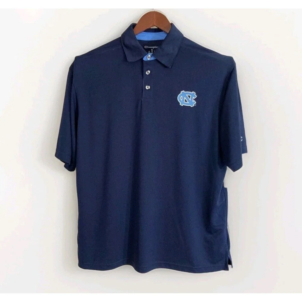 Carolina Tar Heels Shirt Men’s XL Navy Blue Champion Polo Short Sleeve Casual - Picture 1 of 10